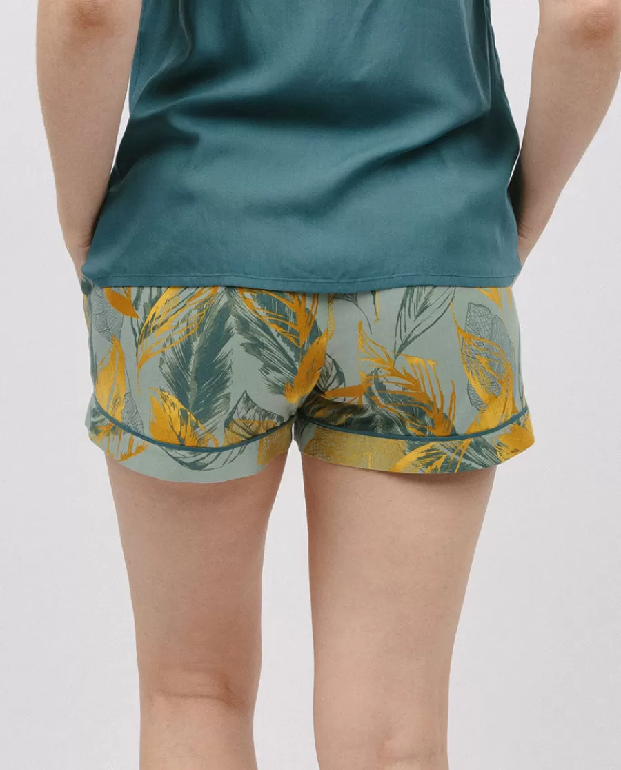 New Hannah Leaf Print Shorts Women Pyjama Bottoms