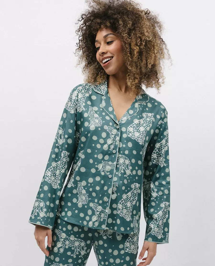 Clearance Hannah Leopard Print Pyjama Top Women Pyjama Tops
