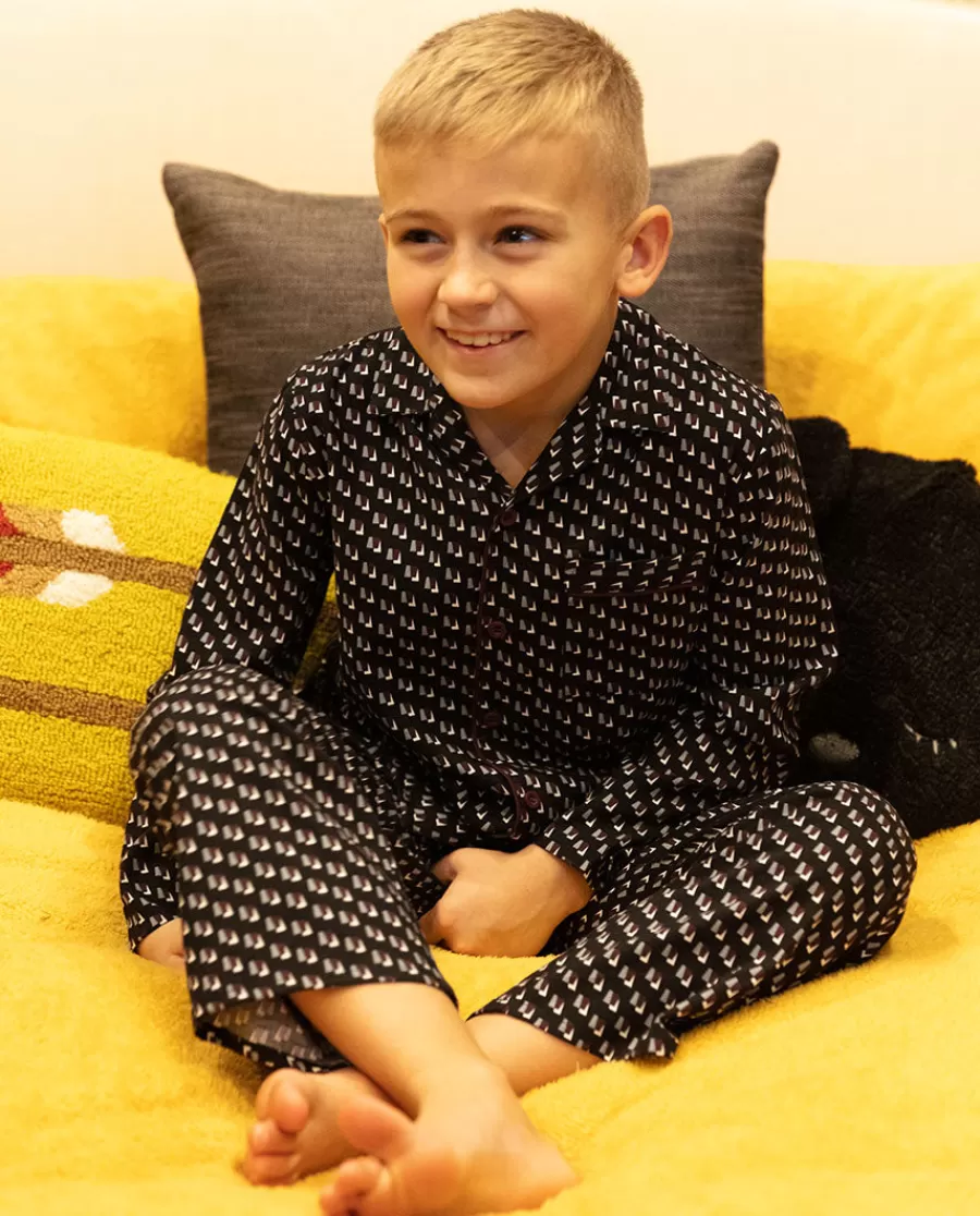 Cheap Harley Black Geo Print Pyjama Set Kids Boys Pyjamas
