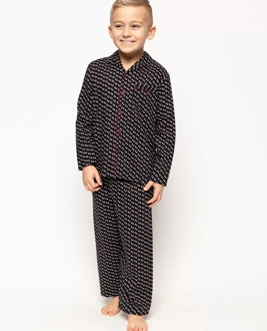 Cheap Harley Black Geo Print Pyjama Set Kids Boys Pyjamas