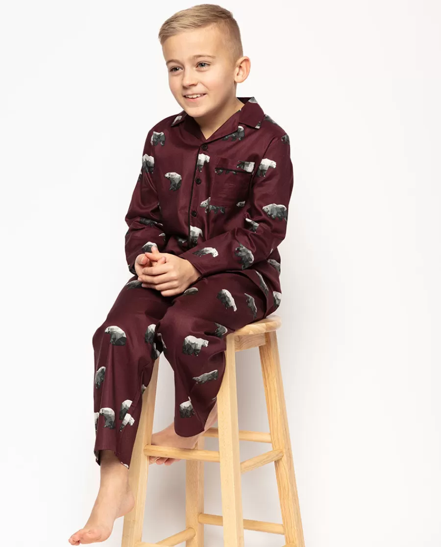 Flash Sale Harley Burgundy Polar Bear Print Pyjama Set Kids Boys Pyjamas