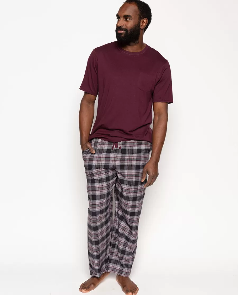 Clearance Harley Jersey T-Shirt And Brushed Check Pyjama Set Men Pyjama Sets