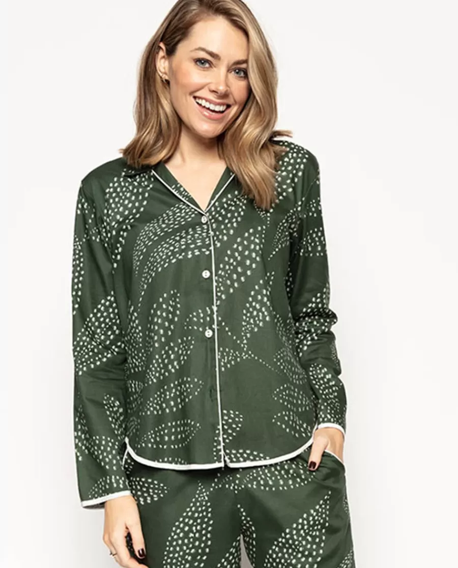 Outlet Imogen Leaf Print Pyjama Top Women Pyjama Tops