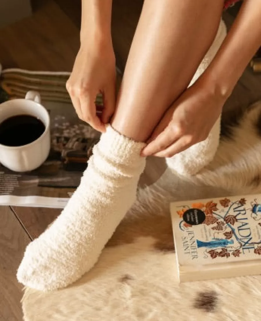 Cheap Ivory Fluffy Socks Women Socks