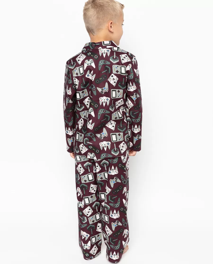 Fashion Jack Burgundy Gamer Print Pyjama Set Kids Boys Pyjamas