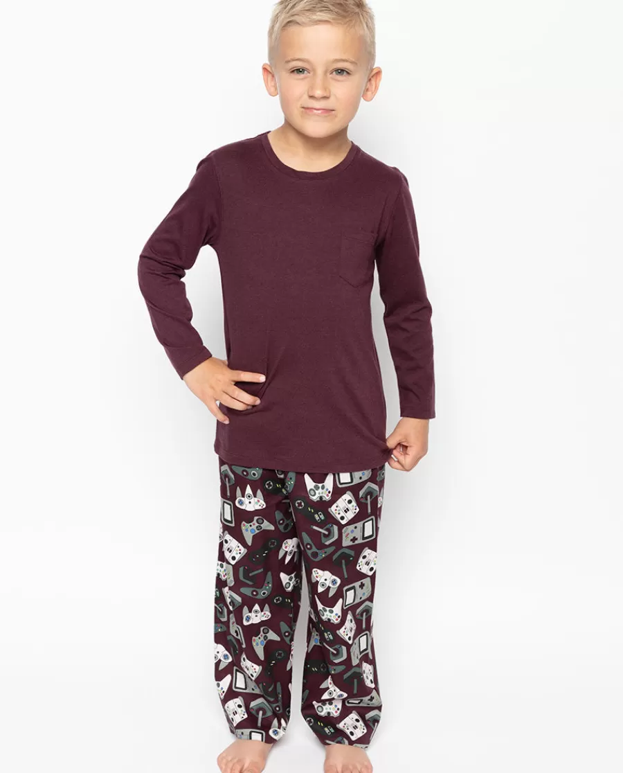 Online Jack Burgundy Jersey T-Shirt And Gamer Print Pyjama Set Kids Boys Pyjamas