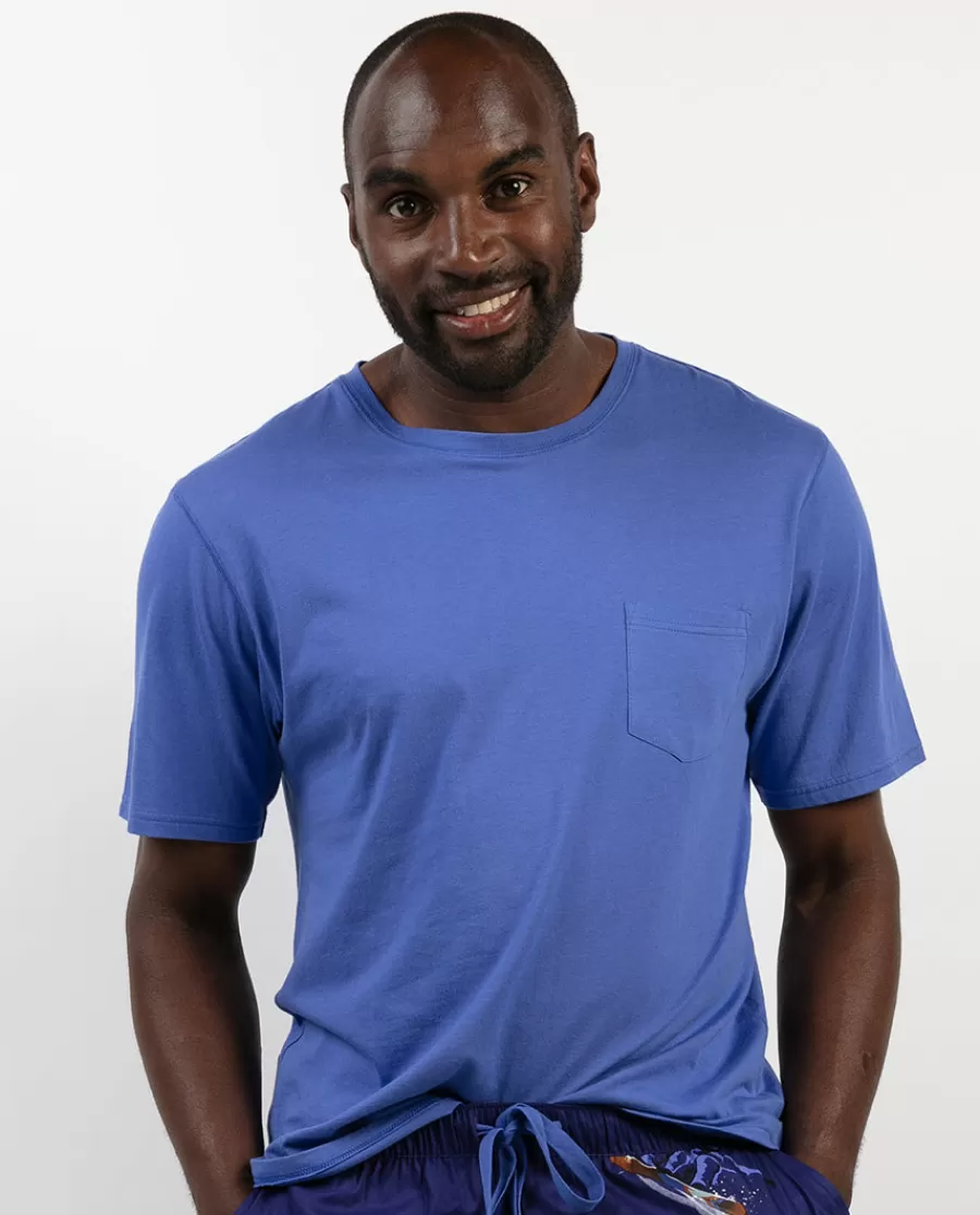 Fashion Jamie Blue Jersey T-Shirt Men Pyjama Tops