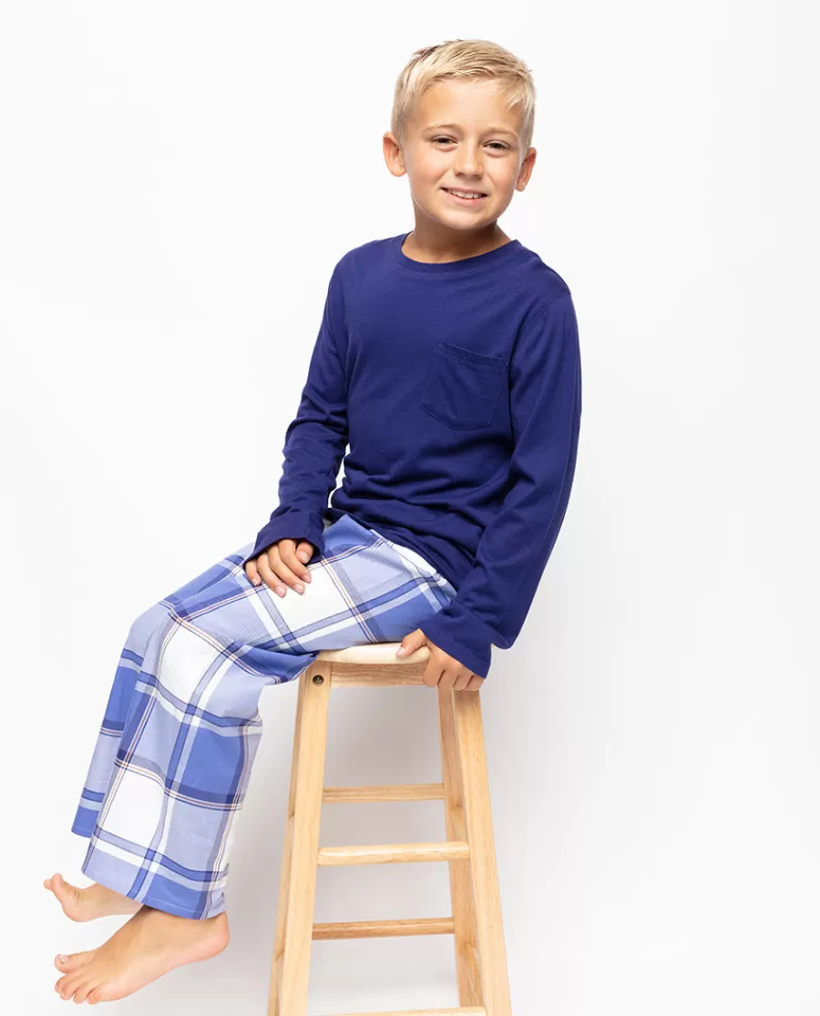New Jamie Boys Jersey T-Shirt And Check Pyjama Set Kids Boys Pyjamas