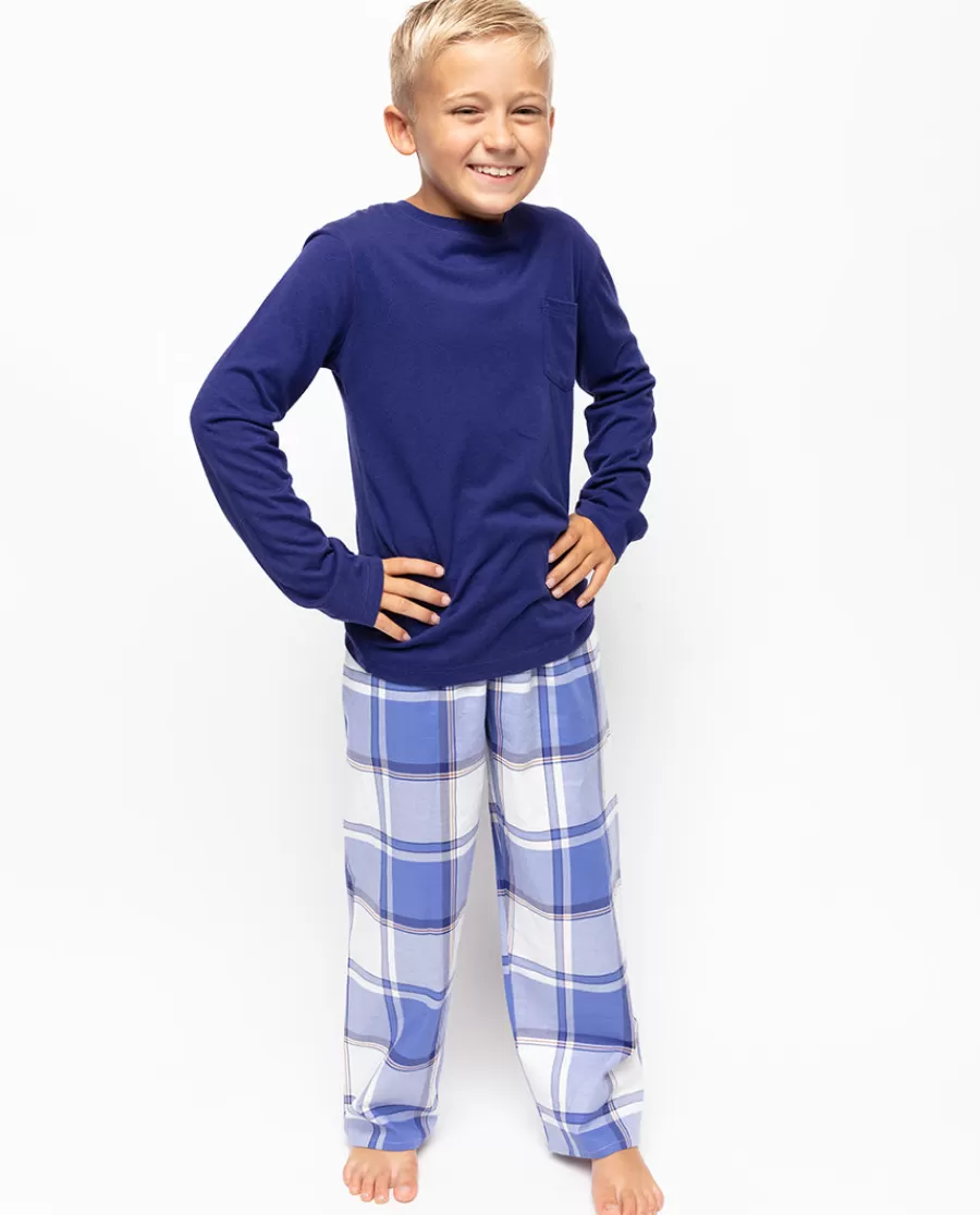 New Jamie Boys Jersey T-Shirt And Check Pyjama Set Kids Boys Pyjamas