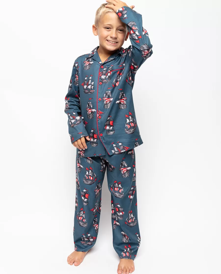 Sale Jasper Boys Pirate Ship Print Pyjama Set Kids Boys Pyjamas