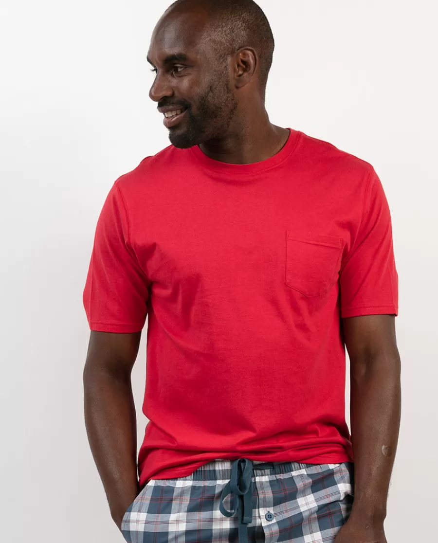 Clearance Jasper Red Jersey T-Shirt Men Pyjama Tops