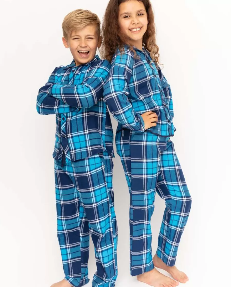 Best Kids Unisex Brushed Blue Check Pyjama Set Kids Kids Unisex Pyjamas