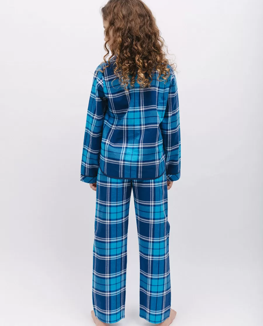Best Kids Unisex Brushed Blue Check Pyjama Set Kids Kids Unisex Pyjamas