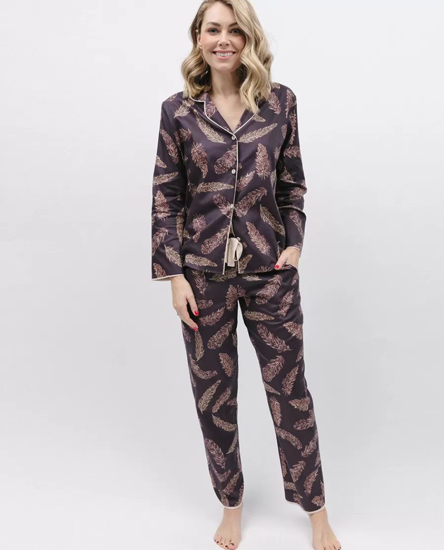 Best Sale Lana Feather Print Pyjama Set Women Pyjama Sets