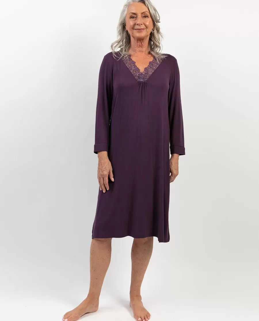 Best Sale Maeve Lace Detail Purple Jersey Short Nightdress Women Loungewear