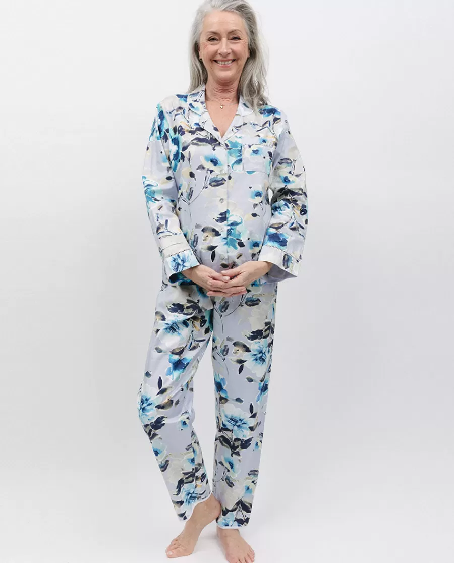 Outlet Maeve Lace Trim Grey Floral Print Pyjama Set Women Pyjama Sets