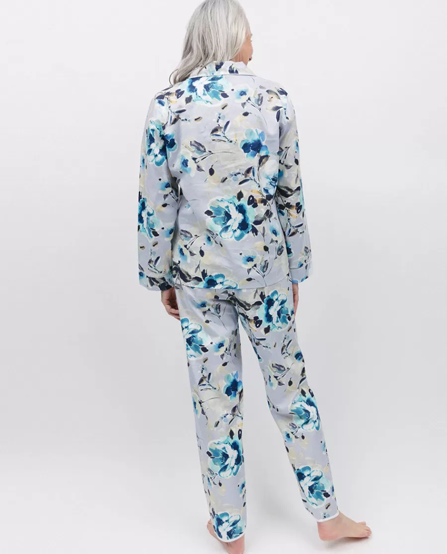Outlet Maeve Lace Trim Grey Floral Print Pyjama Set Women Pyjama Sets