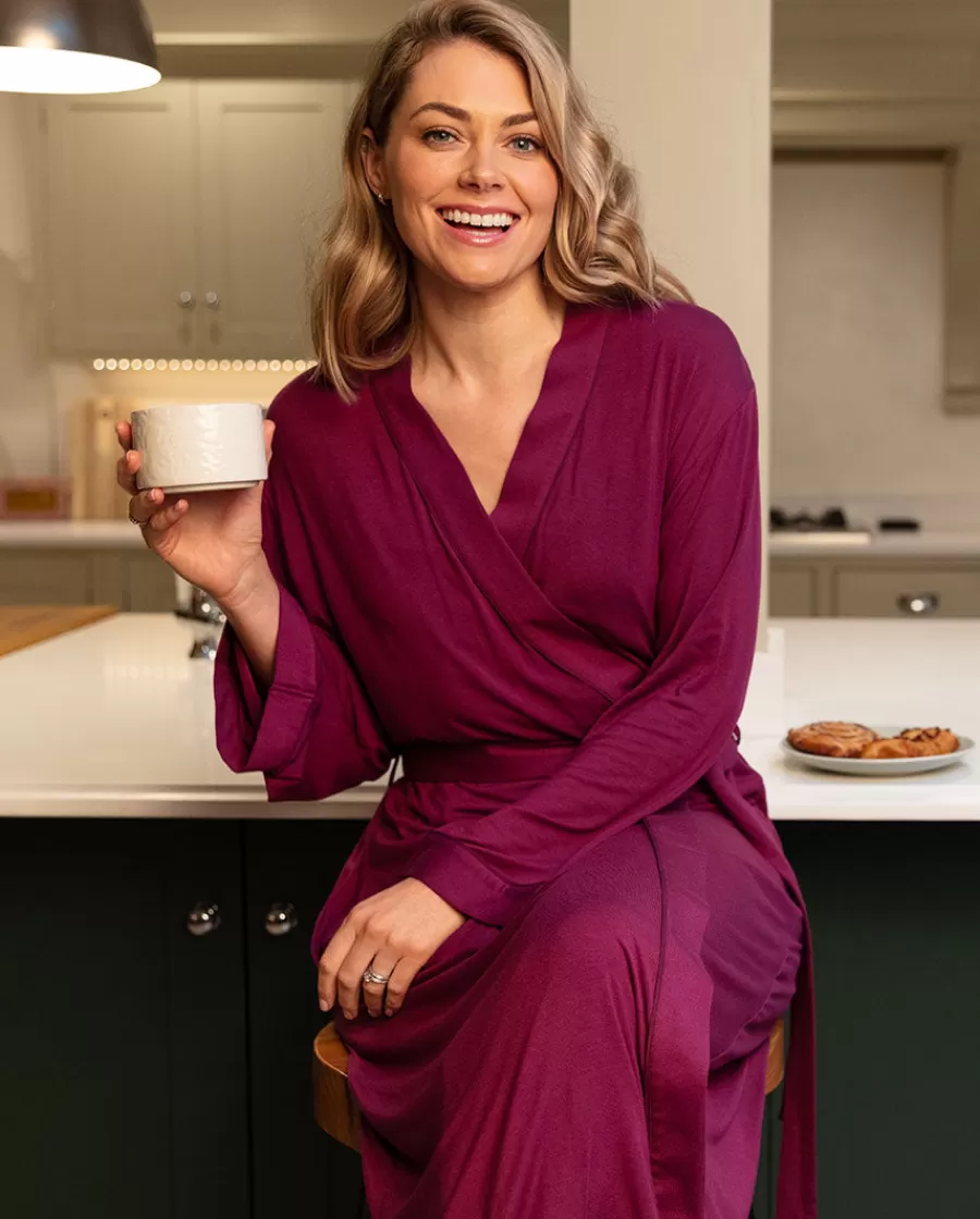 Hot Magenta Jersey Long Dressing Gown Women Dressing Gowns