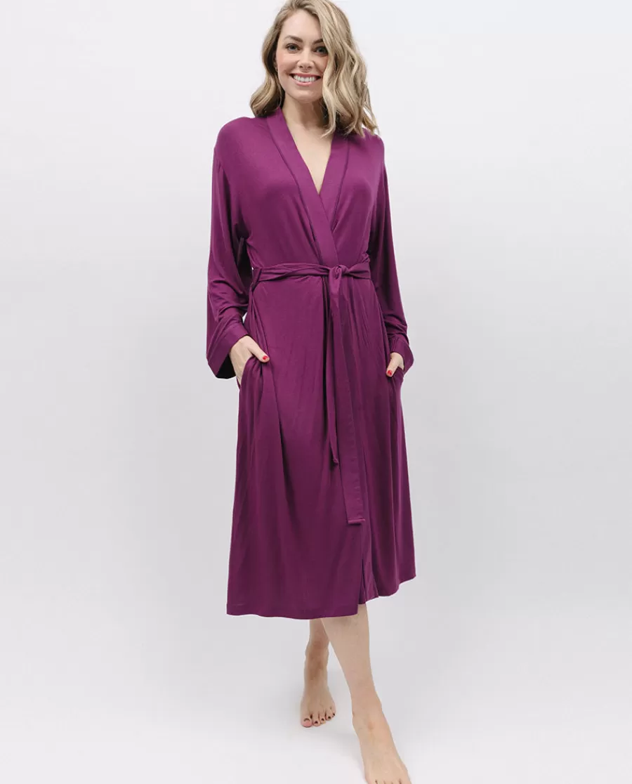 Hot Magenta Jersey Long Dressing Gown Women Dressing Gowns