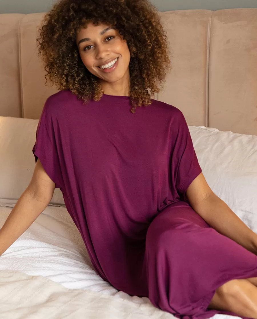 Discount Magenta Jersey Long Nightdress Women Nightdresses