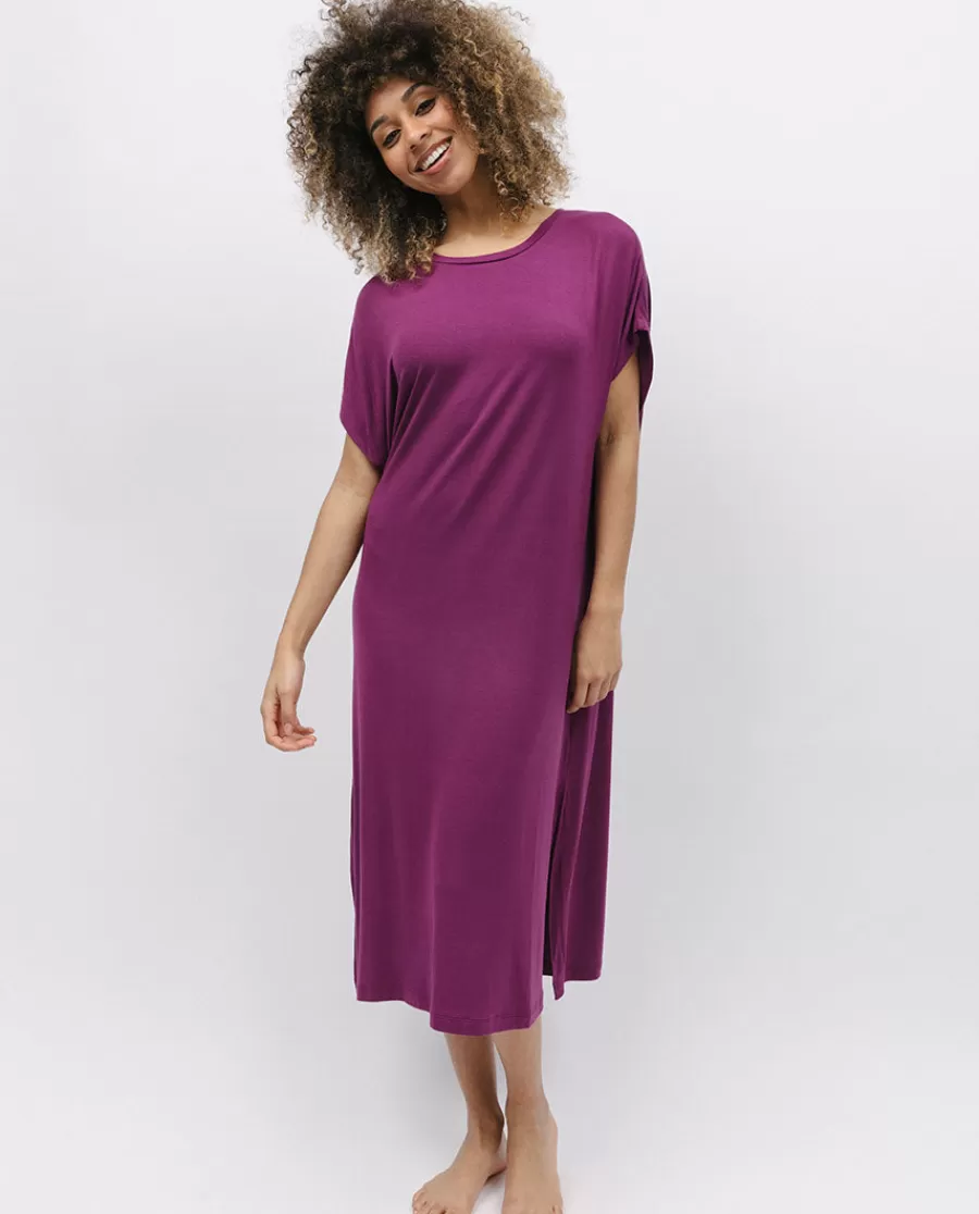 Discount Magenta Jersey Long Nightdress Women Nightdresses