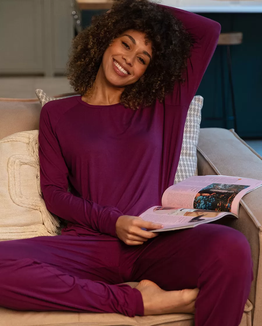Cheap Magenta Slouch Jersey Pyjama Set Women Loungewear
