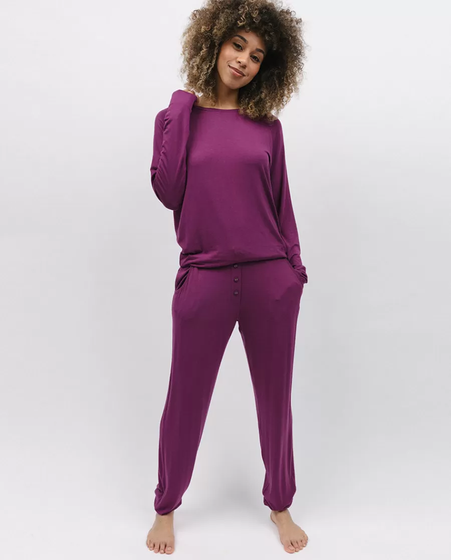Cheap Magenta Slouch Jersey Pyjama Set Women Loungewear