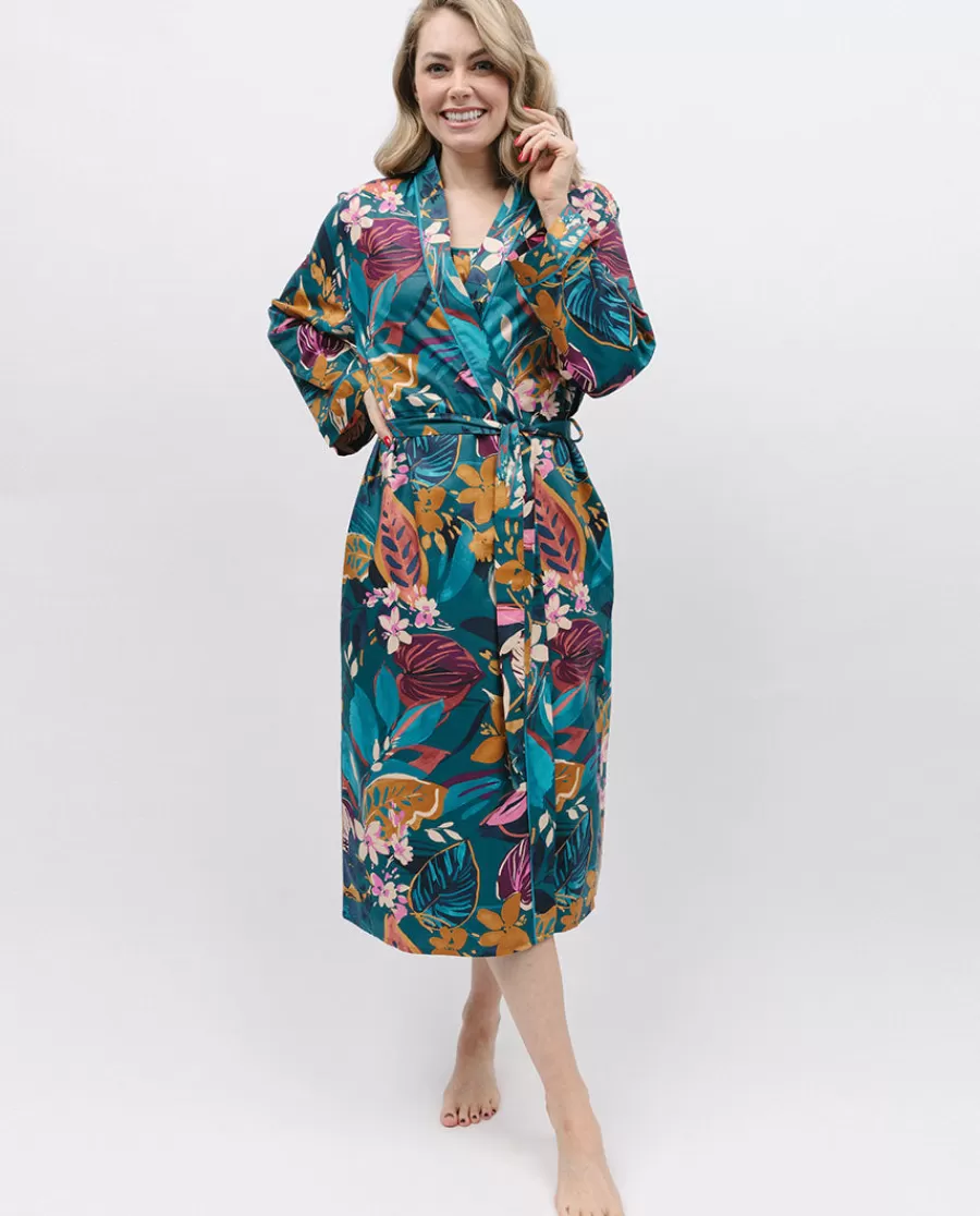 Hot Maple Leaf Print Long Dressing Gown Women Dressing Gowns