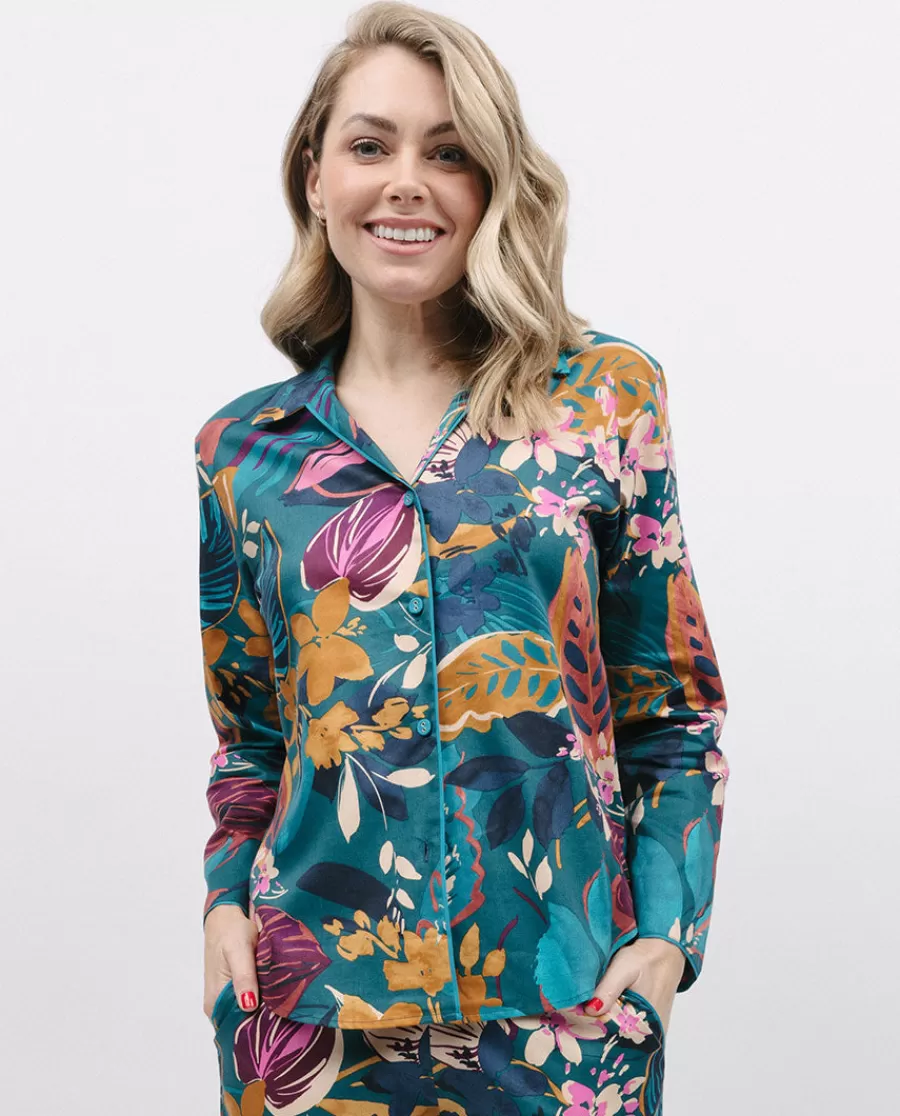 Discount Maple Leaf Print Pyjama Top Women Pyjama Tops