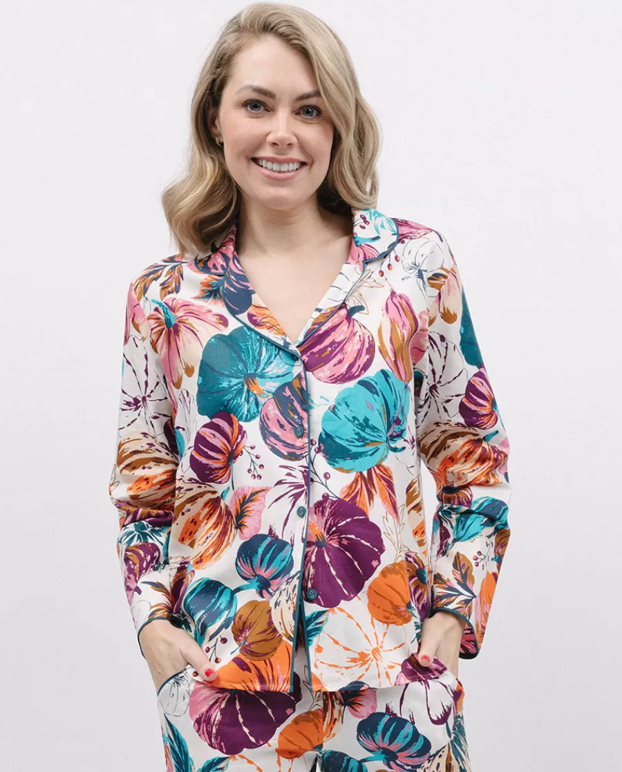 Online Maple Pumpkin Print Pyjama Top Women Pyjama Tops