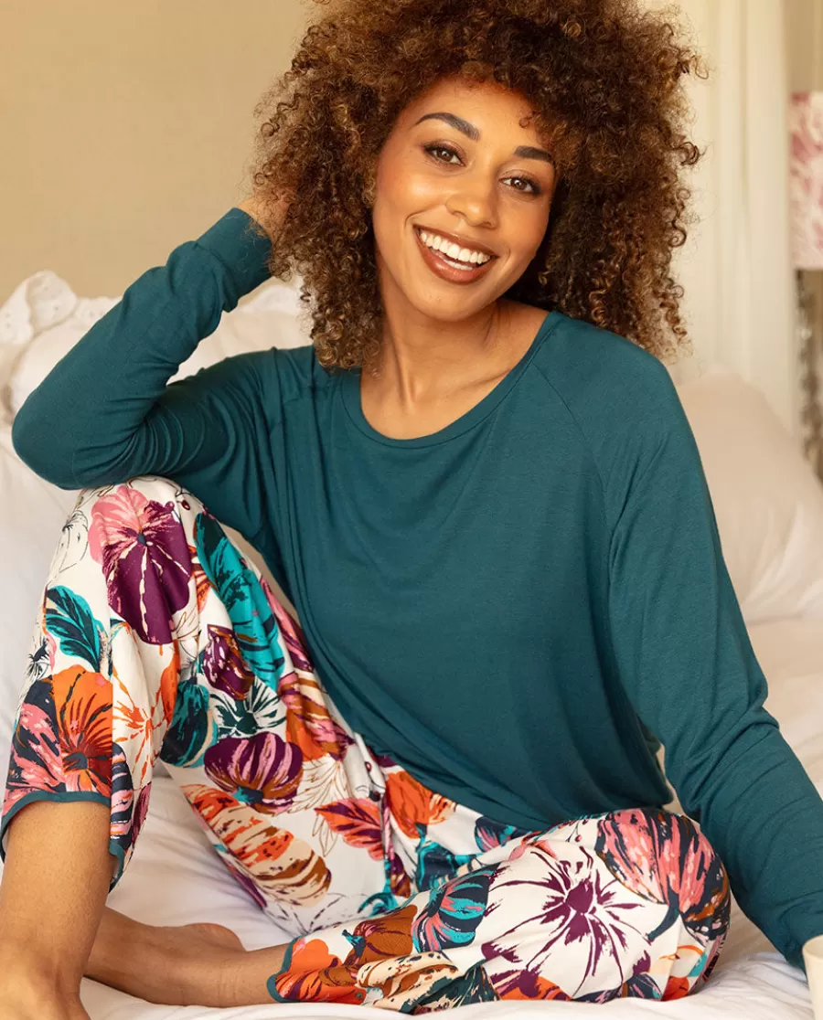 Sale Maple Slouch Jersey Top And Pumpkin Print Pyjama Set Women Pyjama Sets