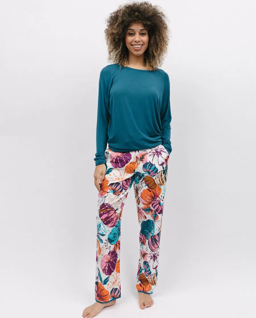 Sale Maple Slouch Jersey Top And Pumpkin Print Pyjama Set Women Pyjama Sets