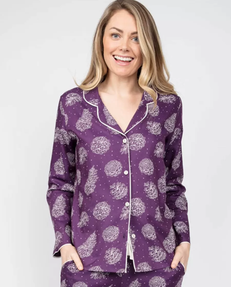 Cheap Margo Pinecone Print Pyjama Top Women Pyjama Tops