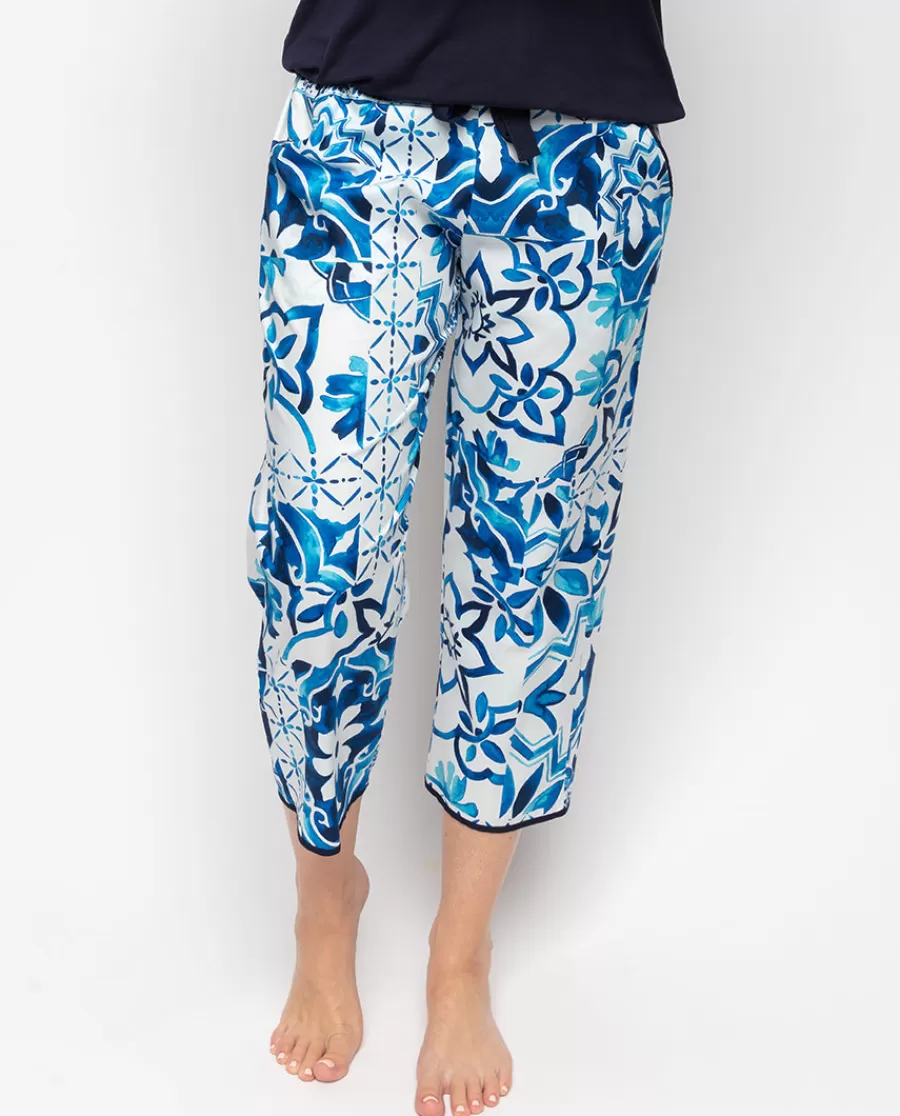 Hot Marie Tile Print Cropped Pyjama Bottoms Women Pyjama Bottoms