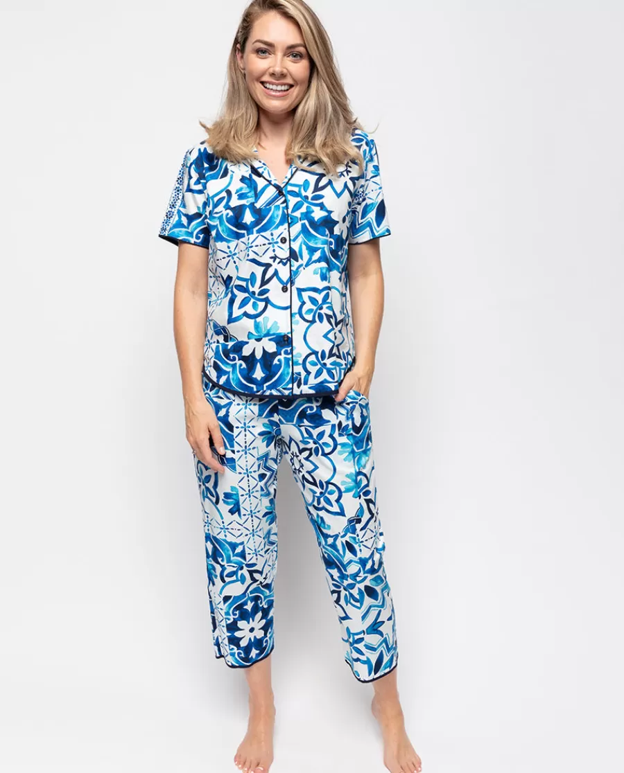 Outlet Marie Tile Print Cropped Pyjama Set Women Pyjama Sets