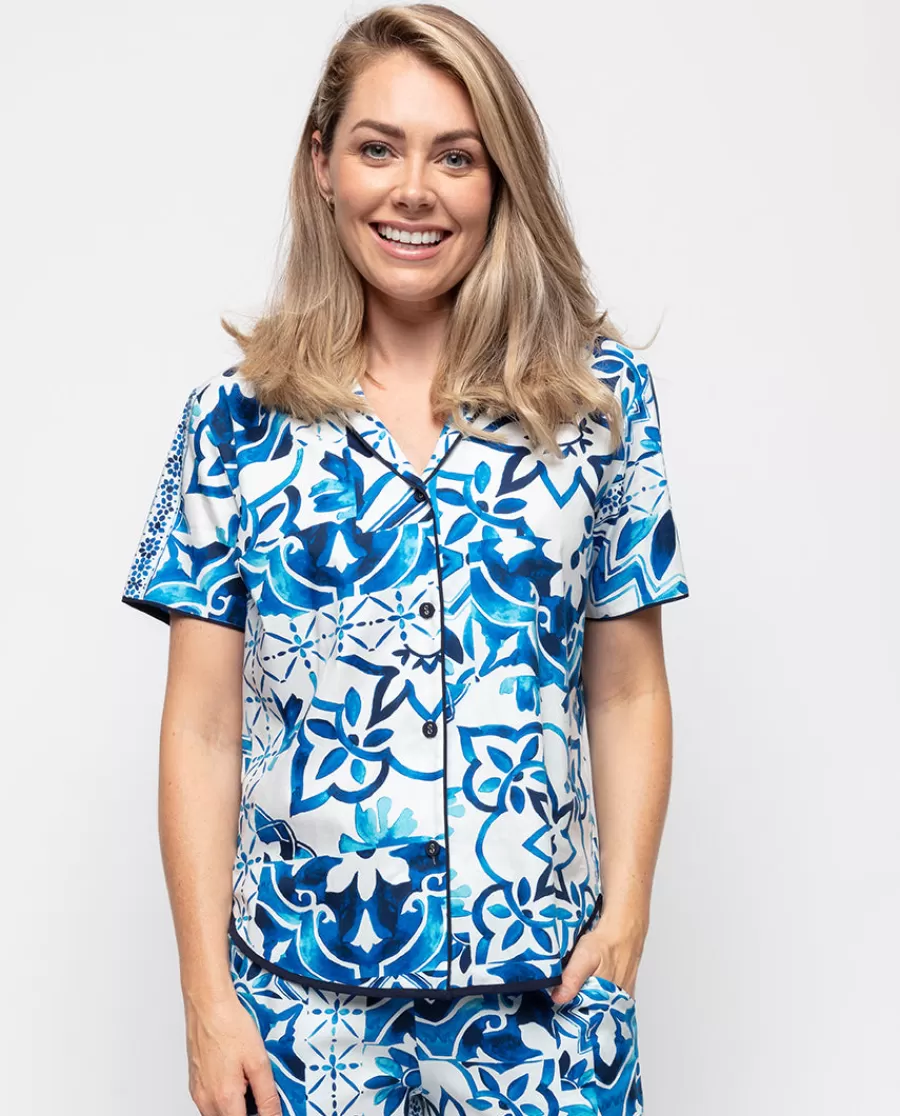 Best Marie Tile Print Pyjama Top Women Pyjama Tops