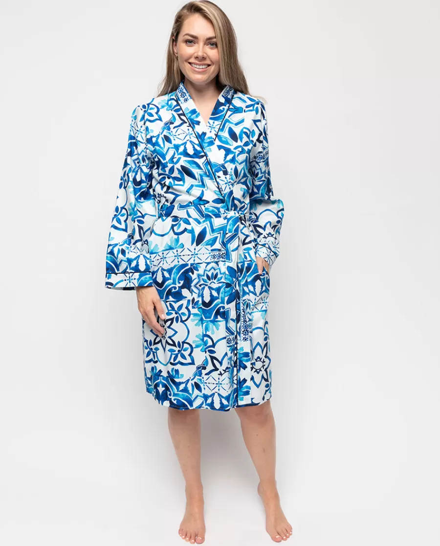 Best Sale Marie Tile Print Short Dressing Gown Women Dressing Gowns