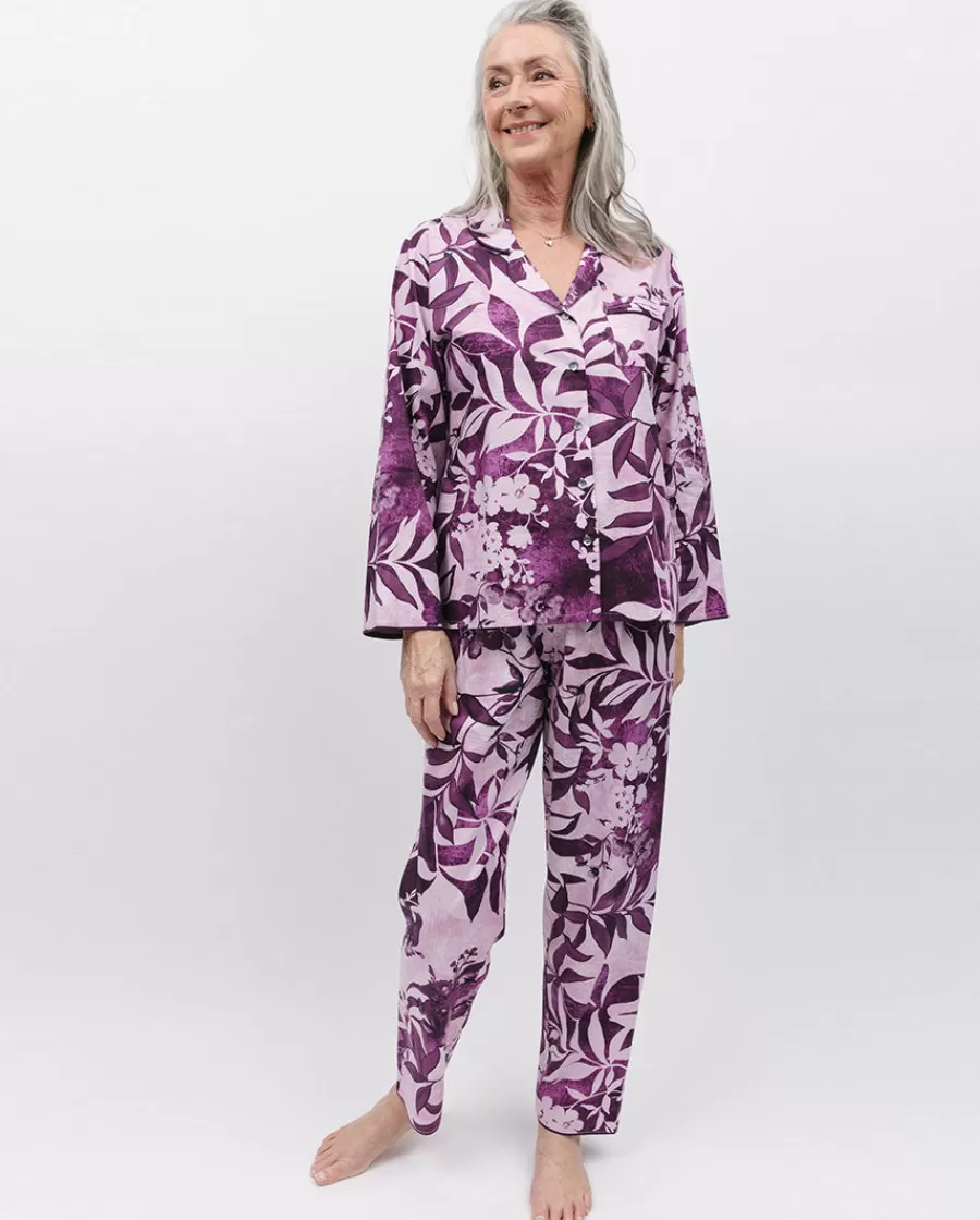 Flash Sale Mary Lace Trim Floral Print Pyjama Set Women Pyjama Sets