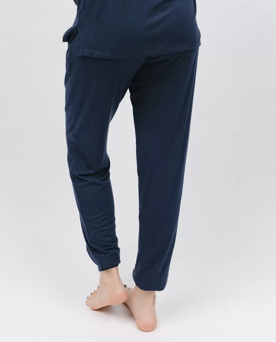 Fashion Navy Jersey Pyjama Bottoms Women Loungewear