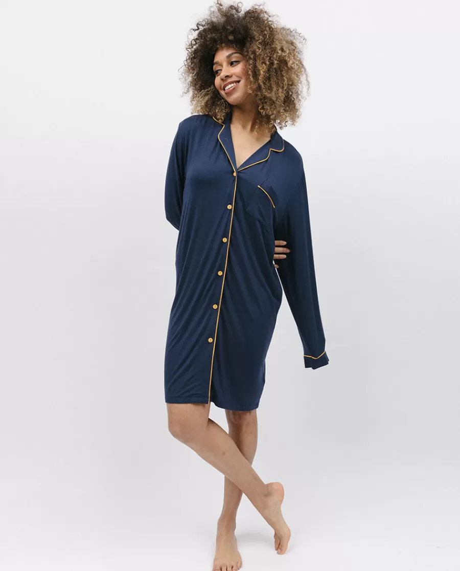 Cheap Navy Revere Jersey Nightshirt Women Nightshirts