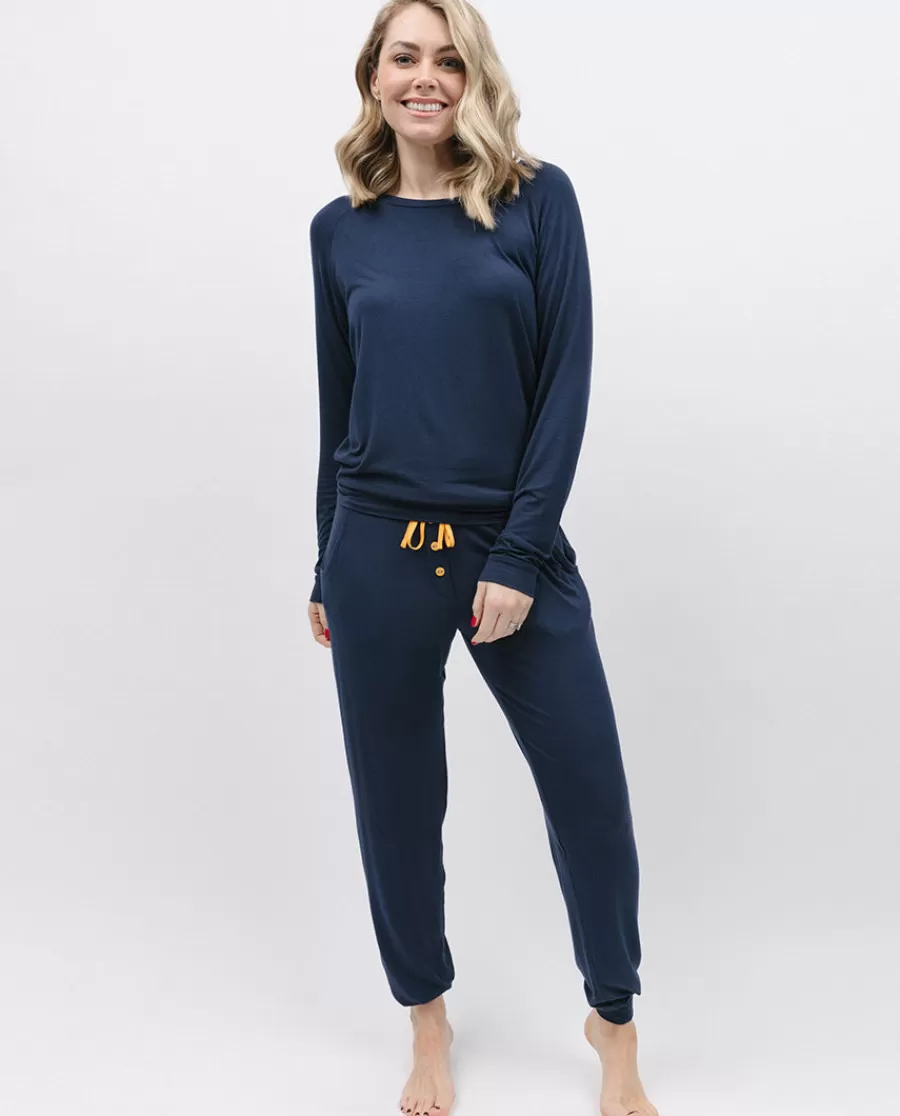 Best Navy Slouch Jersey Pyjama Set Women Pyjama Sets