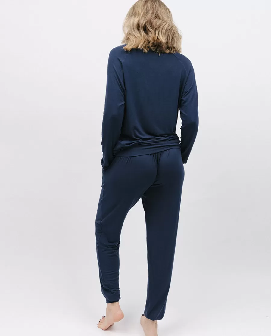 Cheap Navy Slouch Jersey Pyjama Set Women Loungewear