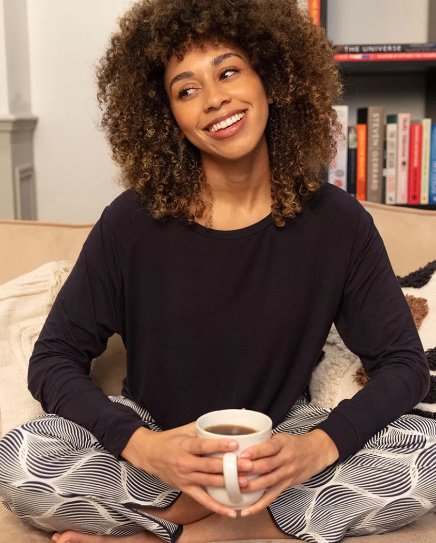 Fashion Nicole Charcoal Slouch Jersey Top And Geo Print Pyjama Set Women Loungewear