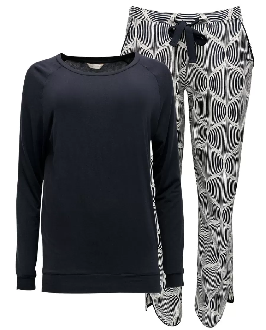 Flash Sale Nicole Charcoal Slouch Jersey Top And Geo Print Pyjama Set Women Pyjama Sets