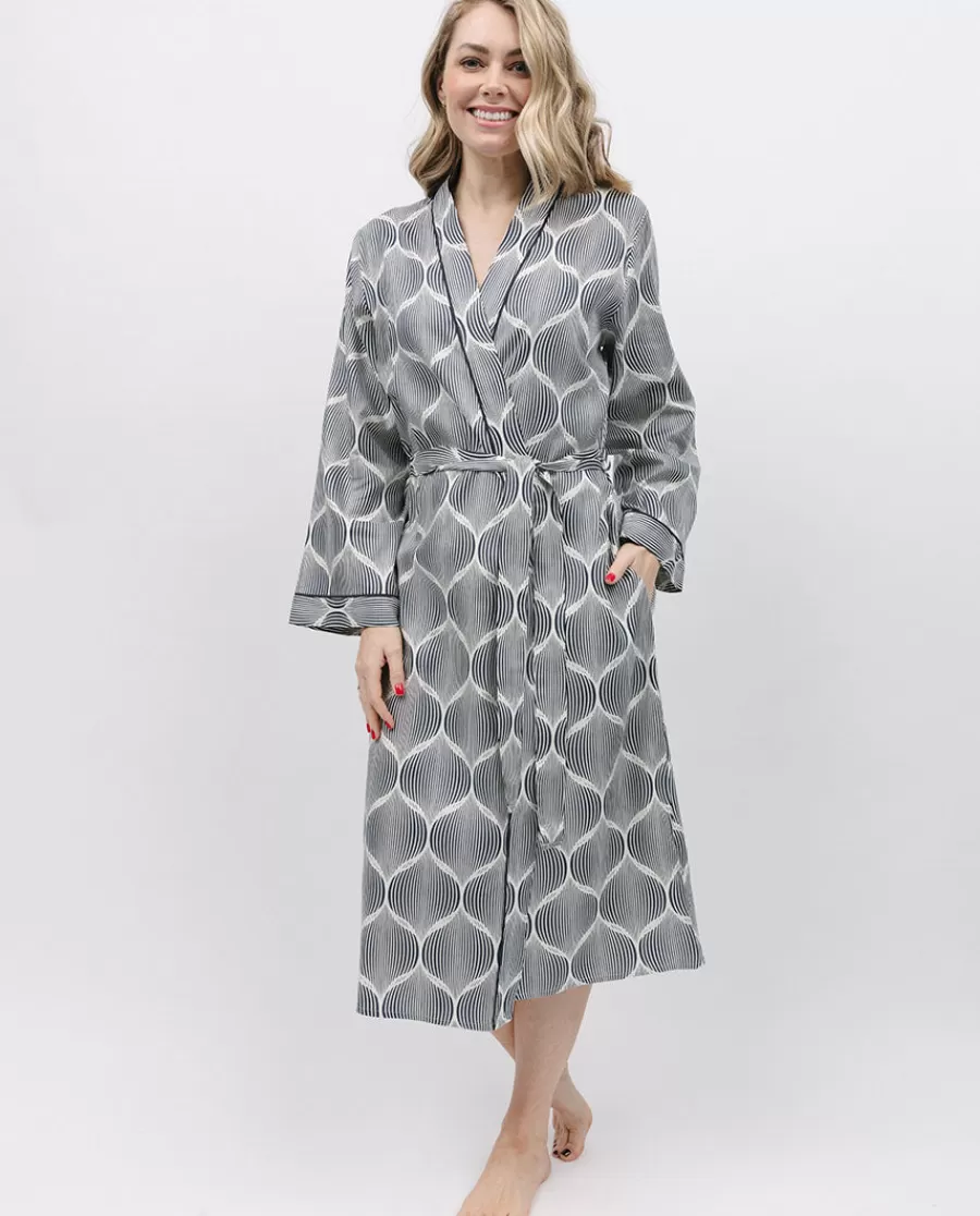 Hot Nicole Geo Print Long Dressing Gown Women Dressing Gowns