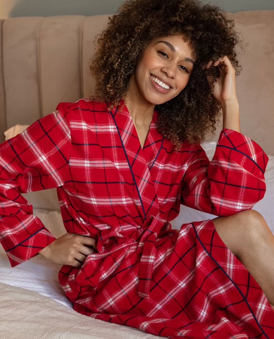 Outlet Noel Womens Super Cosy Check Long Dressing Gown Women Dressing Gowns