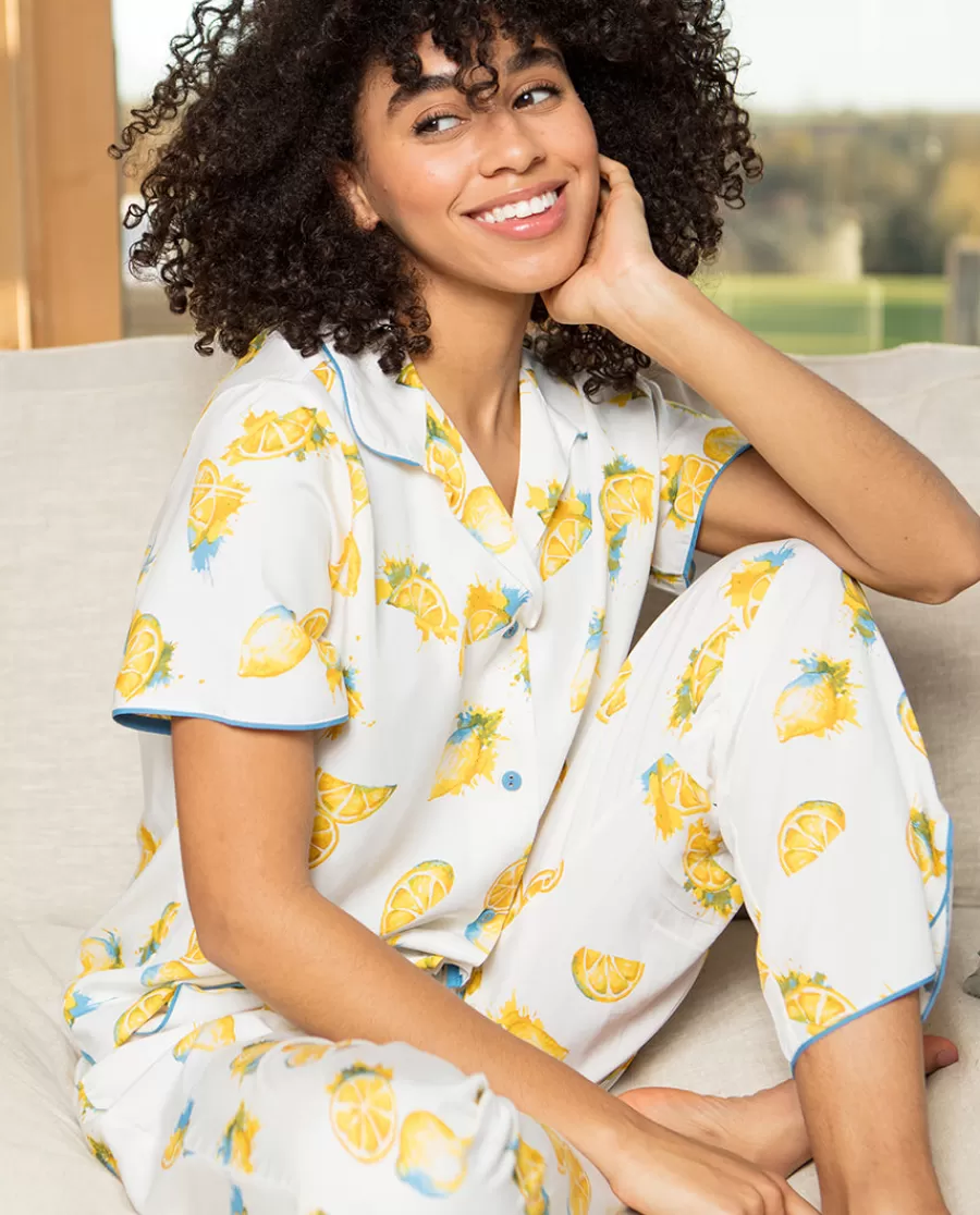 Fashion Phoebe Lemon Print Pyjama Set Women Pyjama Sets