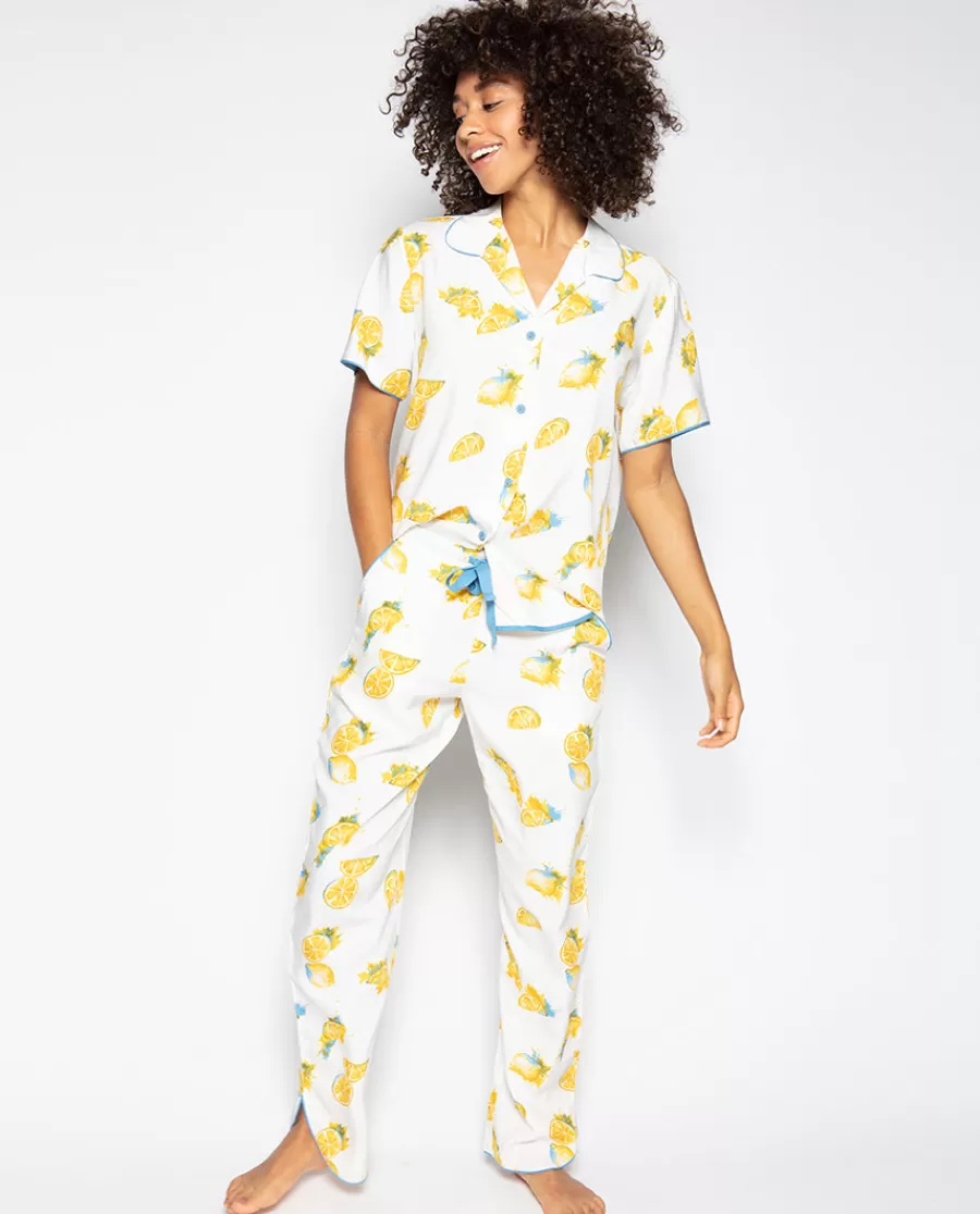 Fashion Phoebe Lemon Print Pyjama Set Women Pyjama Sets