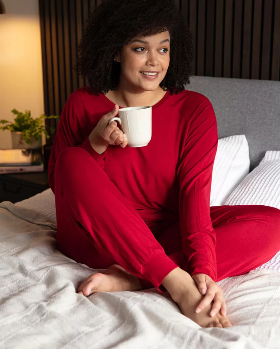 Outlet Red Jersey Pyjama Bottoms Women Loungewear