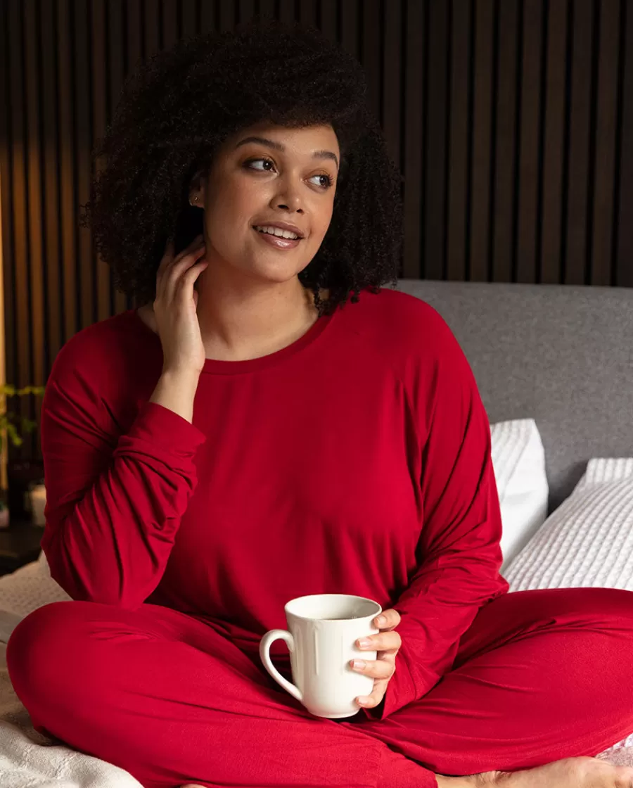 Sale Red Slouch Jersey Pyjama Set Women Loungewear